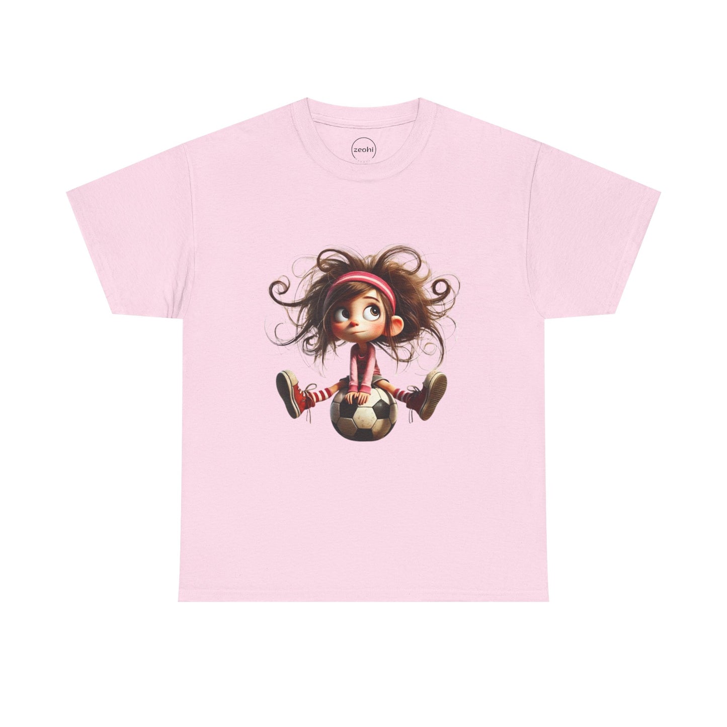 Playful Soccer Girl Tee, Cute Kids' T-Shirt, Fun Apparel for Soccer Lovers, Gift for Birthdays, Casual Outfit, Unisex Cotton Shirt