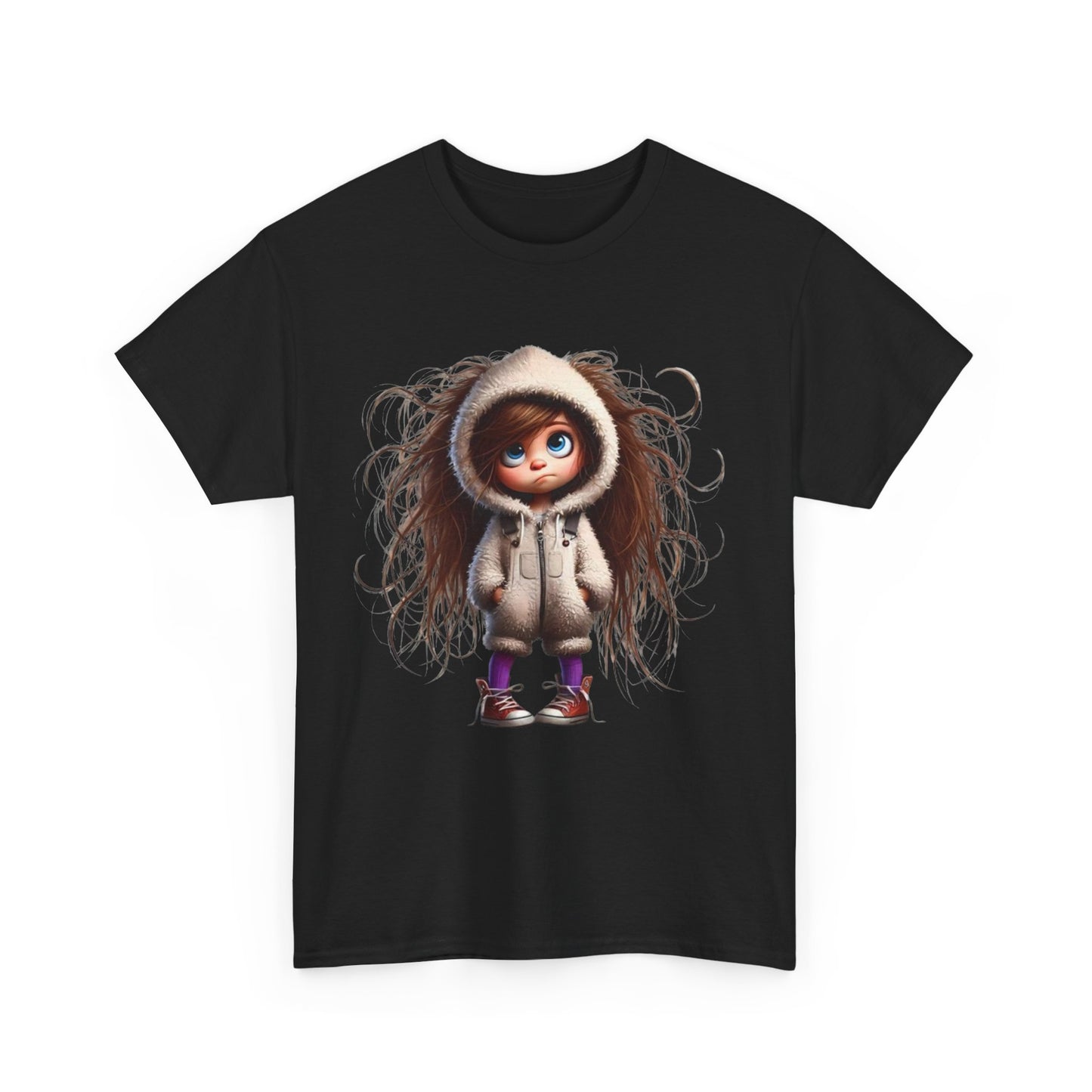 Whimsical Character Unisex Heavy Cotton Tee, Cute Graphic Shirt, Casual Tee for Kids and Adults, Perfect Gift for Birthdays or Holidays