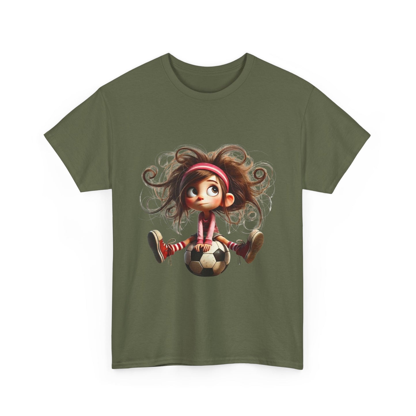 Playful Soccer Girl Tee, Cute Kids' T-Shirt, Fun Apparel for Soccer Lovers, Gift for Birthdays, Casual Outfit, Unisex Cotton Shirt