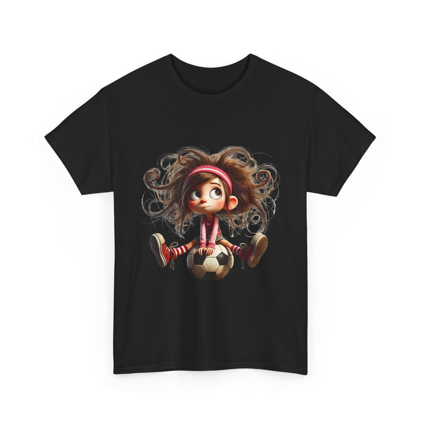 Playful Soccer Girl Tee, Cute Kids' T-Shirt, Fun Apparel for Soccer Lovers, Gift for Birthdays, Casual Outfit, Unisex Cotton Shirt