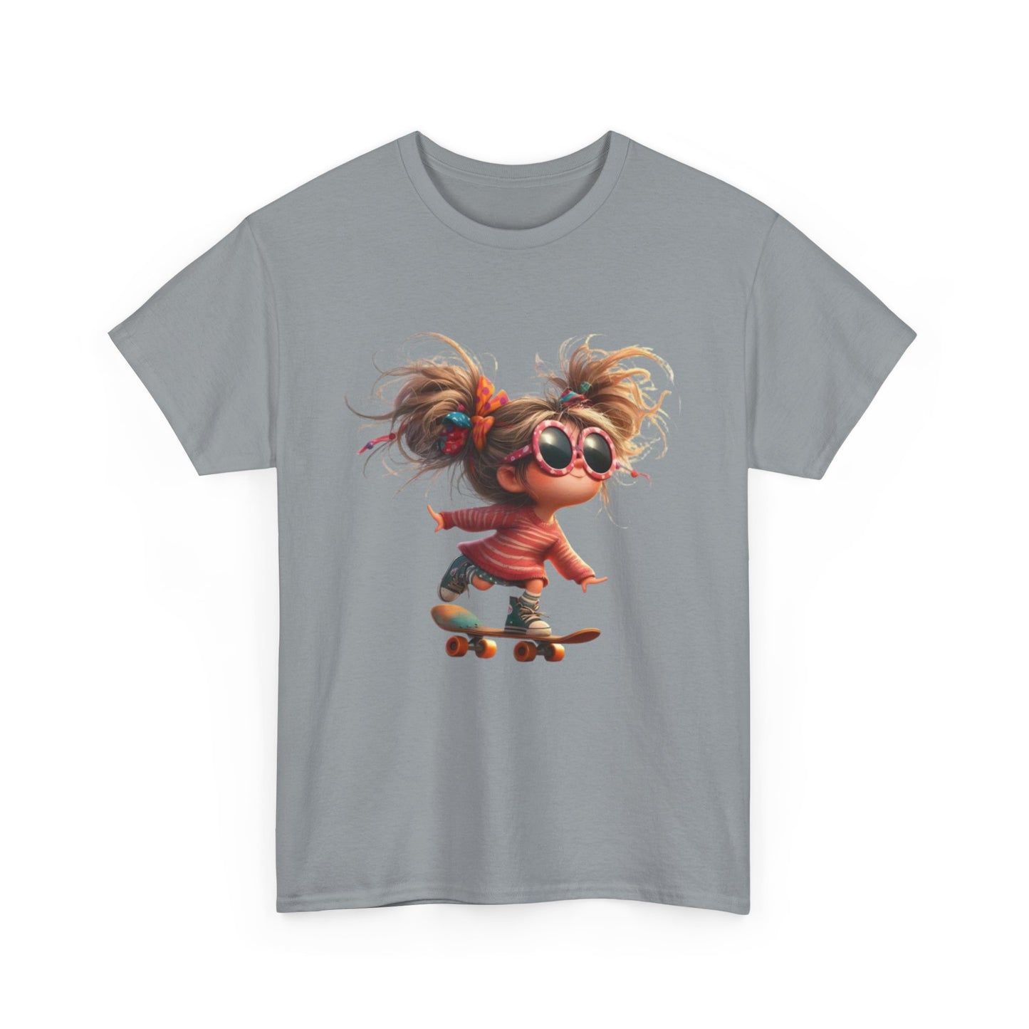 Skateboarding Girl Tee, Youth Apparel, Fun Graphic Shirt, Casual Wear, Gift for Skaters, Unisex Cotton T-Shirt