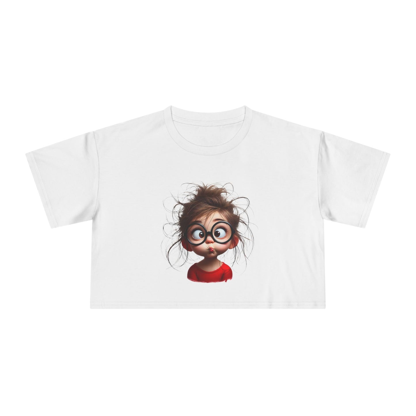 Whimsical Women's Crop Tee with Playful Illustration, Fun Graphic Shirt, Cute Summer Top, Casual Statement Tee, Perfect Gift for Friends