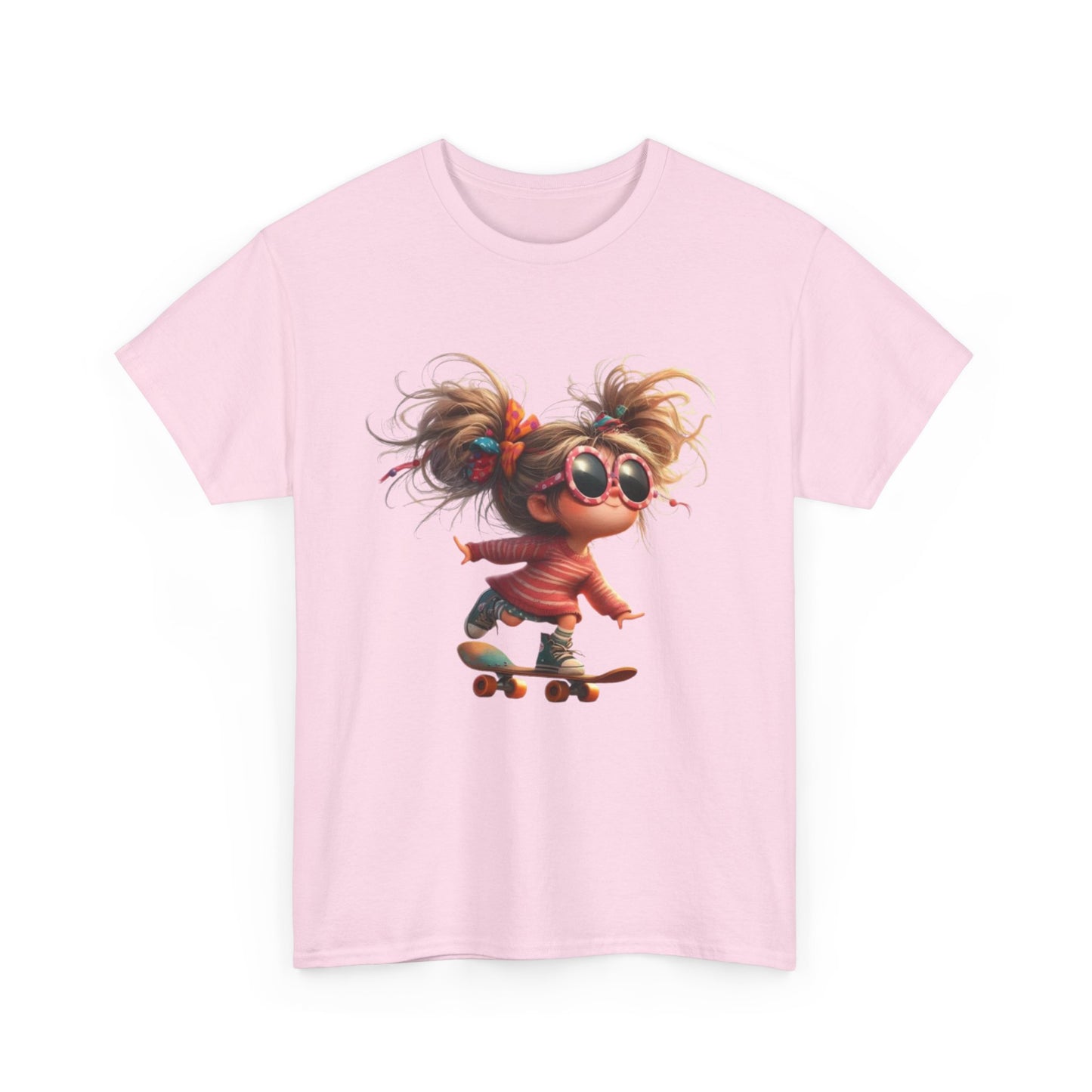 Skateboarding Girl Tee, Youth Apparel, Fun Graphic Shirt, Casual Wear, Gift for Skaters, Unisex Cotton T-Shirt