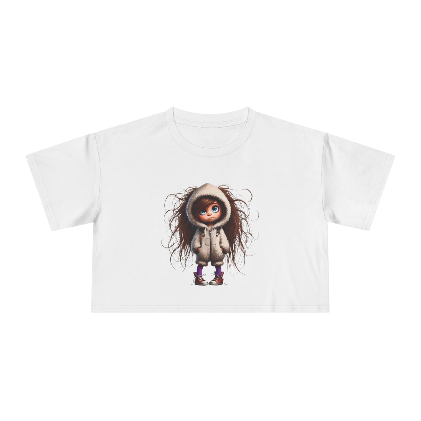 Whimsical Women's Crop Tee with Cute Illustration, Casual T-Shirt, Summer Fashion, Gift for Her, Trendy Crop Top