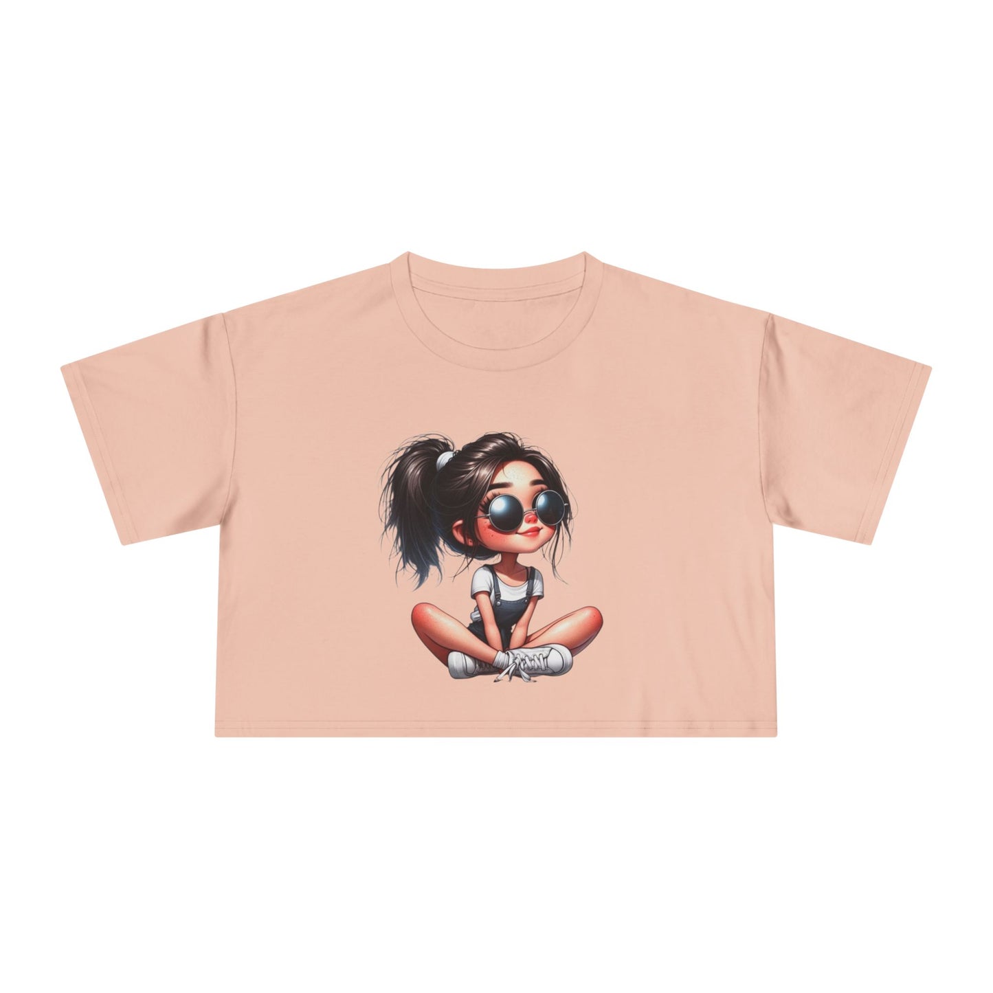Trendy Women's Crop Tee with Playful Cartoon Design, Summer Fashion Top, Gift for Her, Casual Outing Wear, Birthday Gift