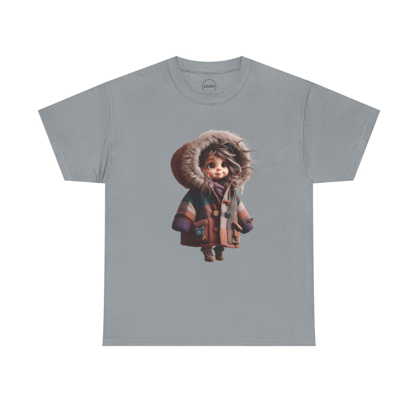 Whimsical Character Cotton Tee, Cozy Graphic Tee, Fun Casual Wear, Gift for Kids, Cartoon Apparel, Playful Outfit