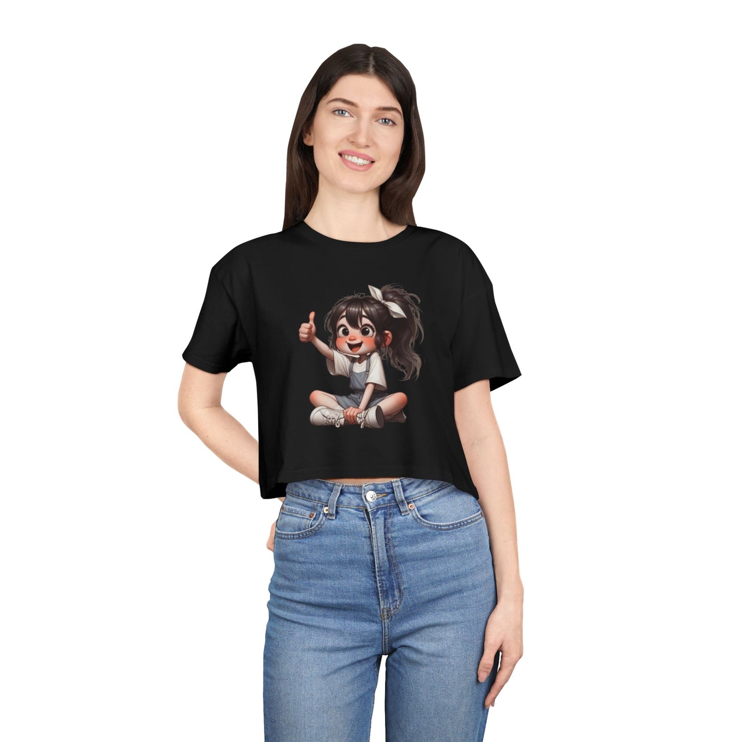 Cute Playful Women's Crop Tee with Cheerful Design, Summer Top, Casual Wear, Gift for Her, Music Festival Outfit, Trendy Graphic Tee