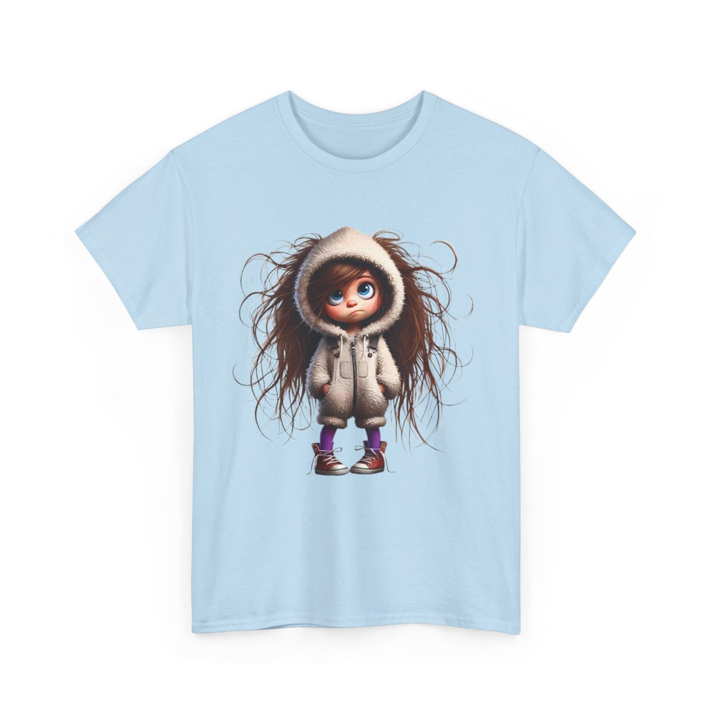 Whimsical Character Unisex Heavy Cotton Tee, Cute Graphic Shirt, Casual Tee for Kids and Adults, Perfect Gift for Birthdays or Holidays