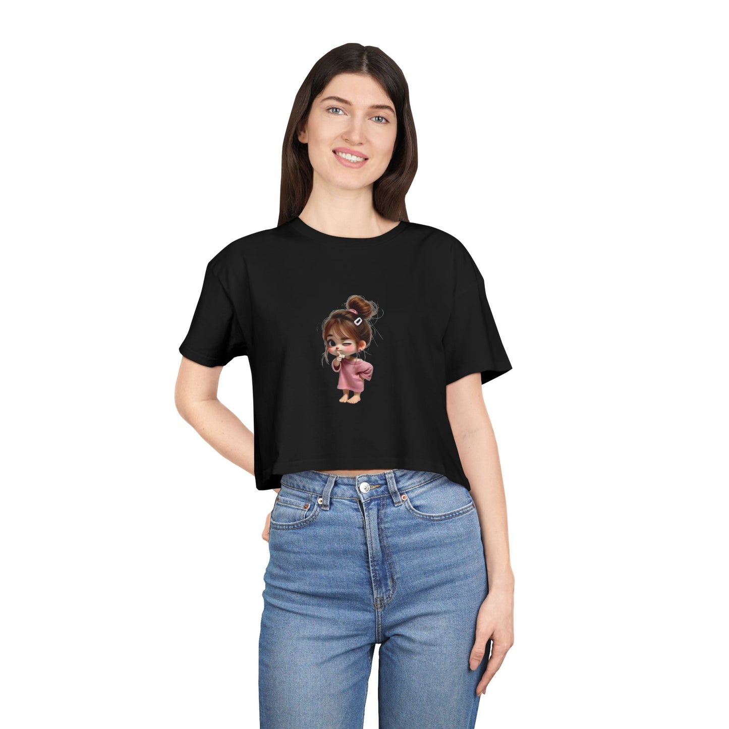 Cute Animal Friends Women's Crop Tee - Playful Summer Style, Casual Wear, Gift for Animal Lovers, Outdoor Events, Trendy Summer Outfit