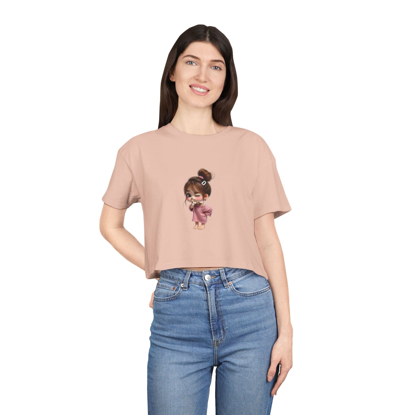 Cute Animal Friends Women's Crop Tee - Playful Summer Style, Casual Wear, Gift for Animal Lovers, Outdoor Events, Trendy Summer Outfit