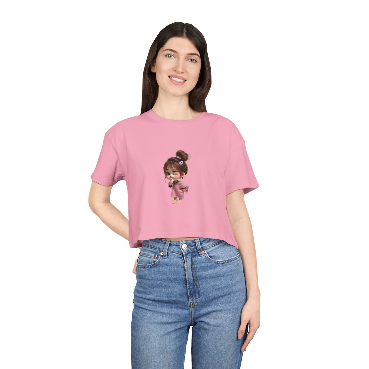 Cute Animal Friends Women's Crop Tee - Playful Summer Style, Casual Wear, Gift for Animal Lovers, Outdoor Events, Trendy Summer Outfit