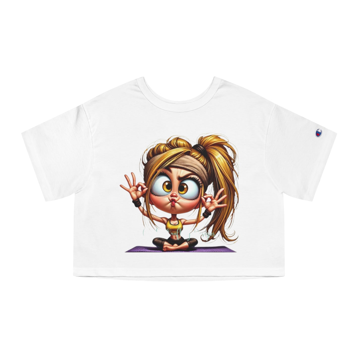 Yoga Enthusiast Cropped Tee - Fun Cartoon Design, Relaxed Fit, Gift for Yogis, Cute Workout Top, Mindfulness Apparel
