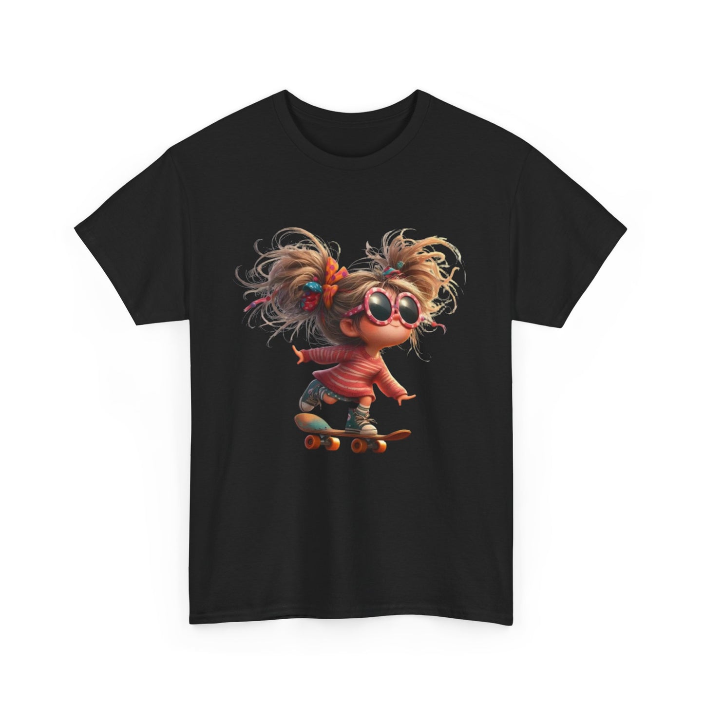 Skateboarding Girl Tee, Youth Apparel, Fun Graphic Shirt, Casual Wear, Gift for Skaters, Unisex Cotton T-Shirt