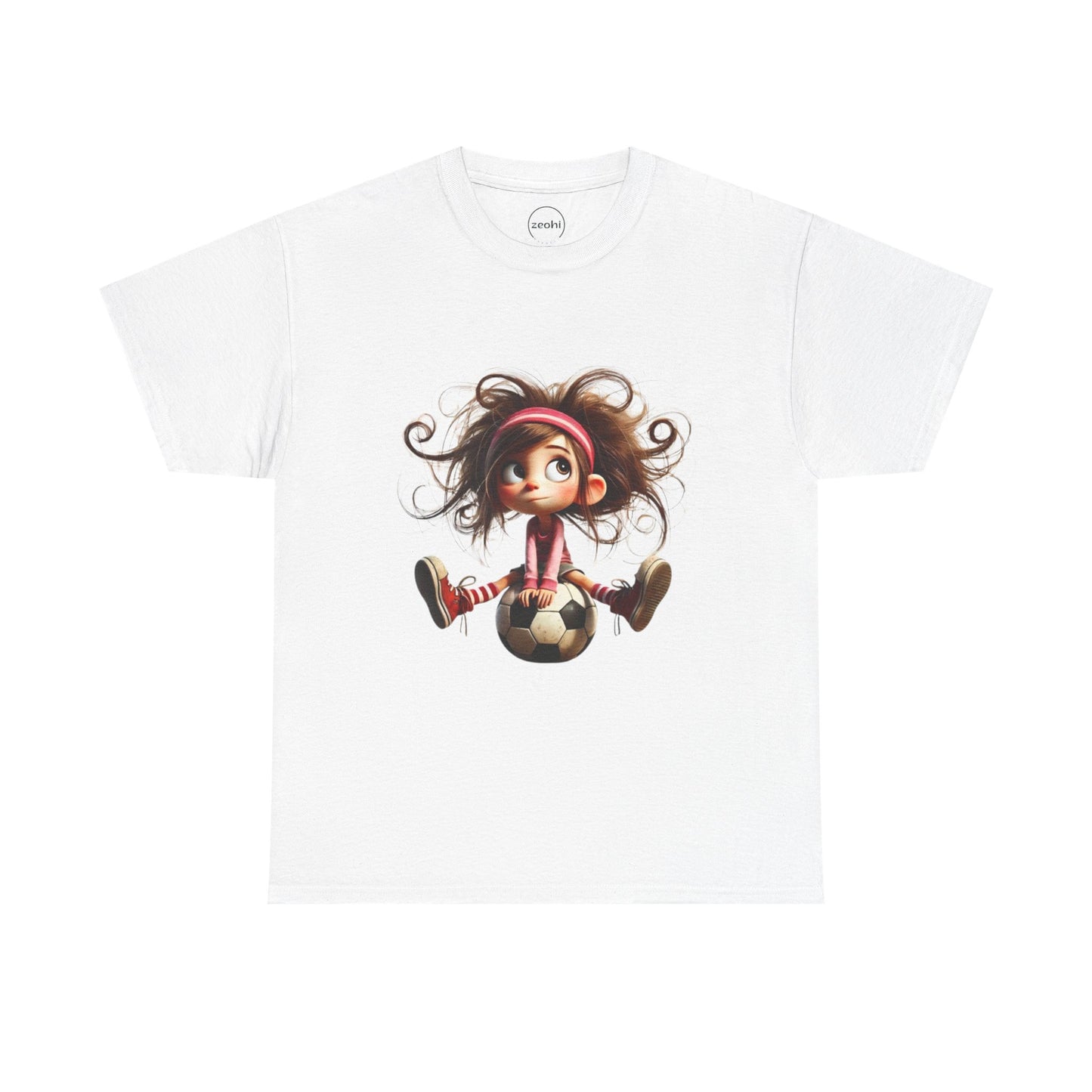 Playful Soccer Girl Tee, Cute Kids' T-Shirt, Fun Apparel for Soccer Lovers, Gift for Birthdays, Casual Outfit, Unisex Cotton Shirt