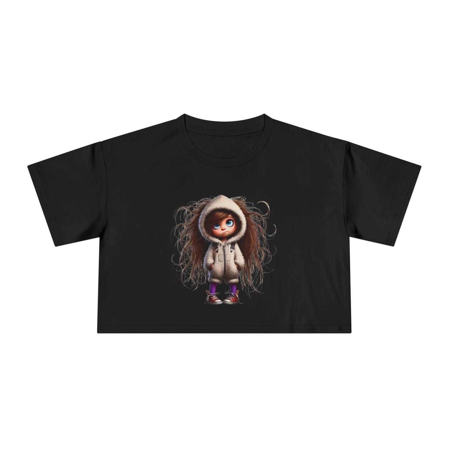 Whimsical Women's Crop Tee with Cute Illustration, Casual T-Shirt, Summer Fashion, Gift for Her, Trendy Crop Top