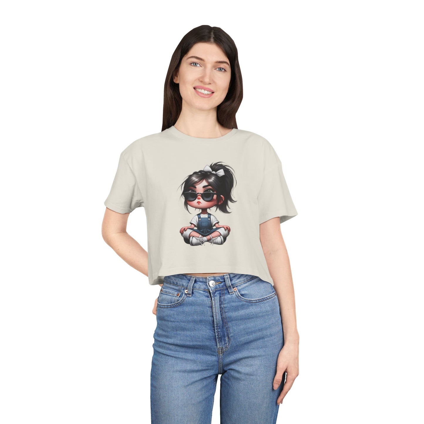 Cute Cartoon Crop Tee for Women, Summer Fashion Top, Kawaii Graphic Tee, Casual Streetwear, Gift for Her