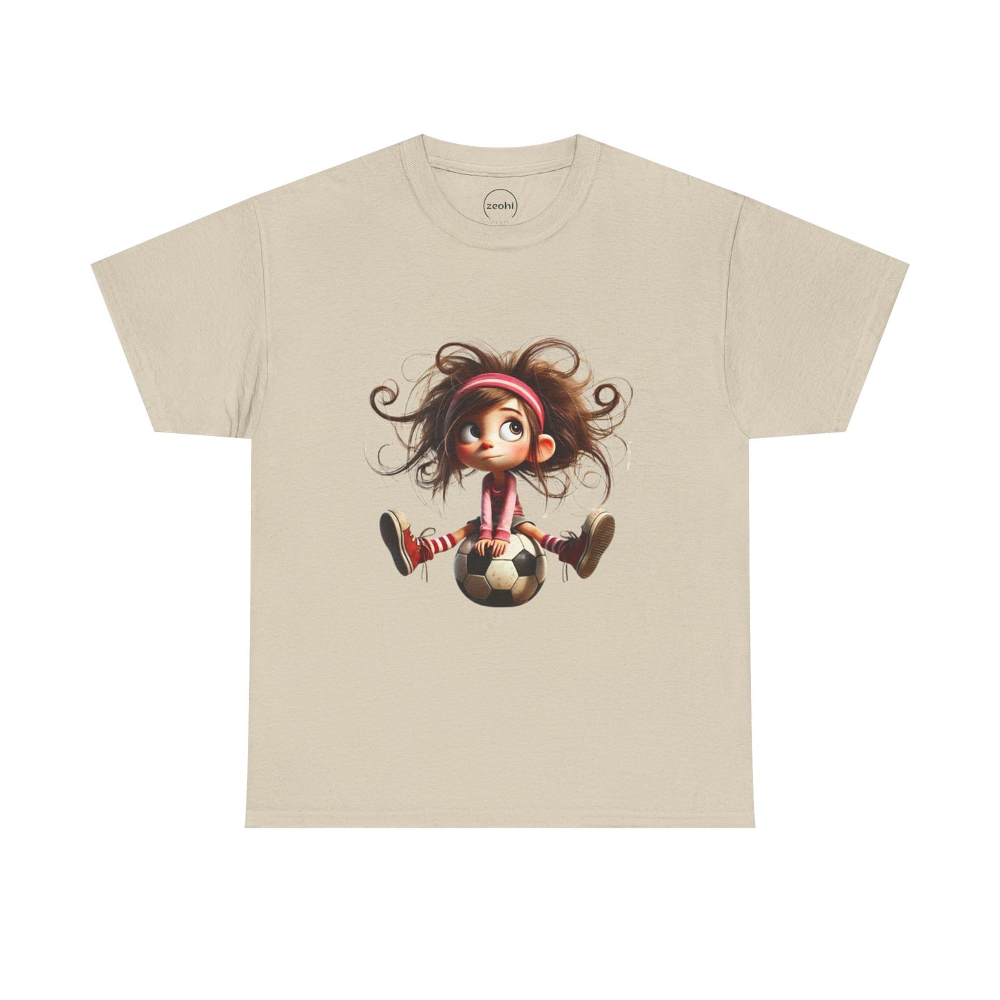 Playful Soccer Girl Tee, Cute Kids' T-Shirt, Fun Apparel for Soccer Lovers, Gift for Birthdays, Casual Outfit, Unisex Cotton Shirt