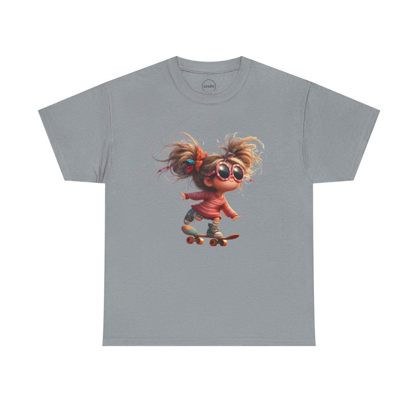 Skateboarding Girl Tee, Youth Apparel, Fun Graphic Shirt, Casual Wear, Gift for Skaters, Unisex Cotton T-Shirt