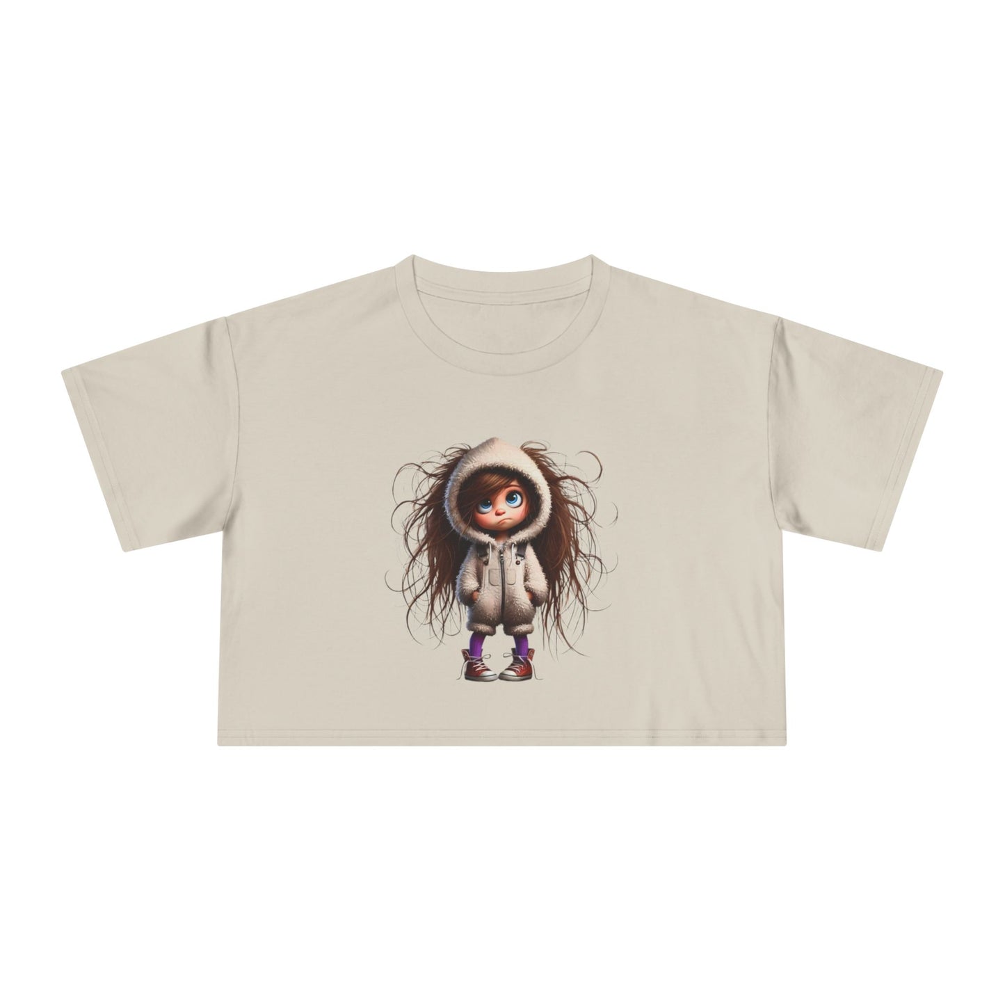 Whimsical Women's Crop Tee with Cute Illustration, Casual T-Shirt, Summer Fashion, Gift for Her, Trendy Crop Top