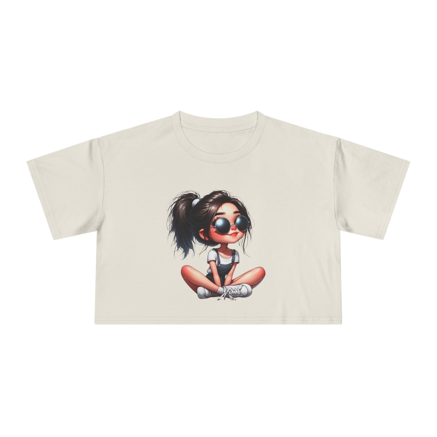 Trendy Women's Crop Tee with Playful Cartoon Design, Summer Fashion Top, Gift for Her, Casual Outing Wear, Birthday Gift