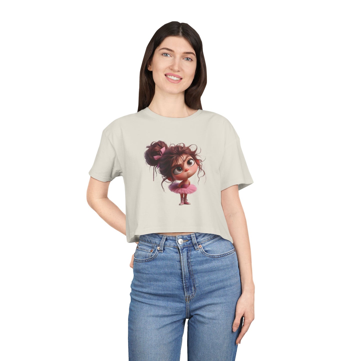 Cute Cartoon Dancer Women's Crop Tee - Perfect for Dance Lovers, Casual Wear, Birthdays, Gifts, and More!
