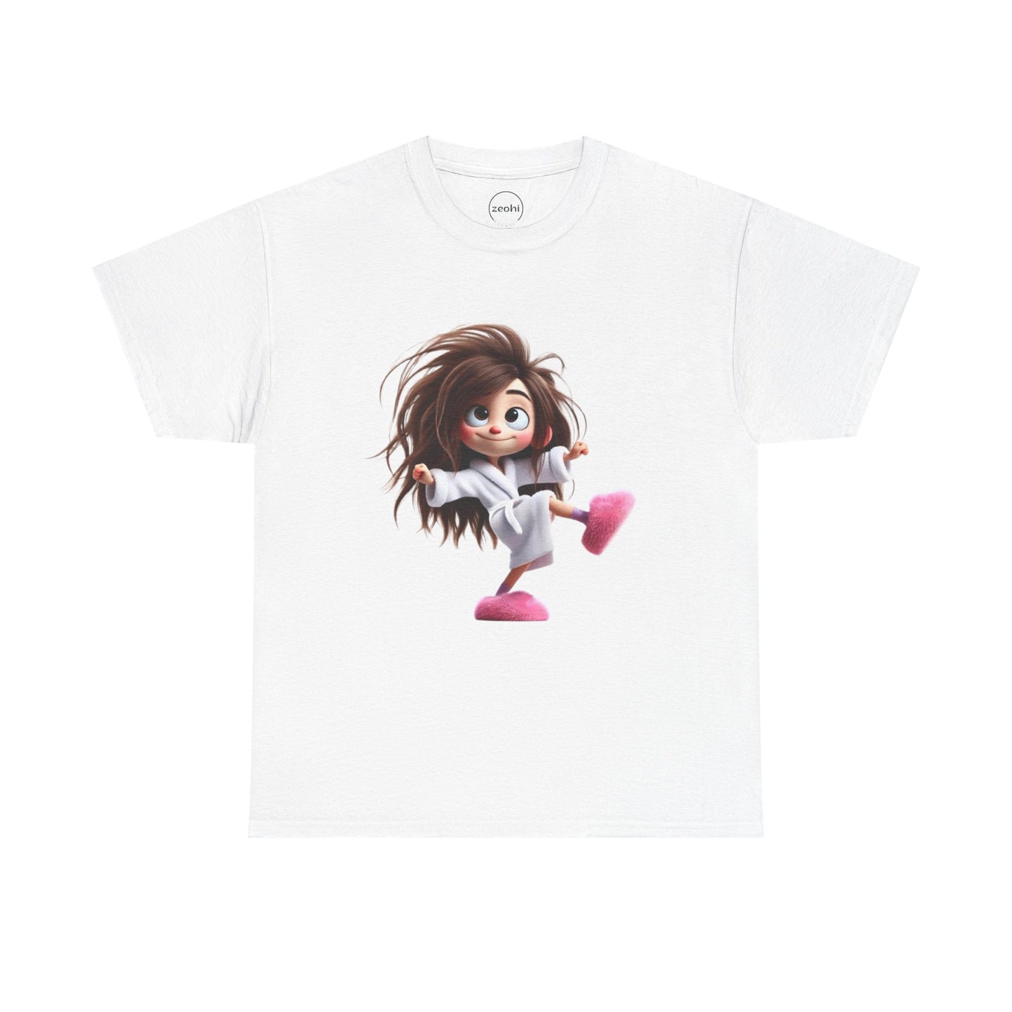 Cute Character Unisex Heavy Cotton Tee - Fun Graphic Tee for Parties, Gifts, Casual Wear, Birthdays, Everyday Comfort