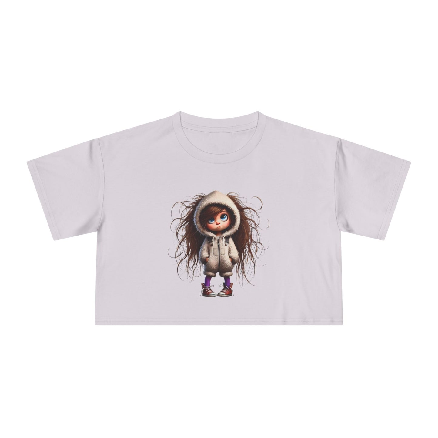 Whimsical Women's Crop Tee with Cute Illustration, Casual T-Shirt, Summer Fashion, Gift for Her, Trendy Crop Top