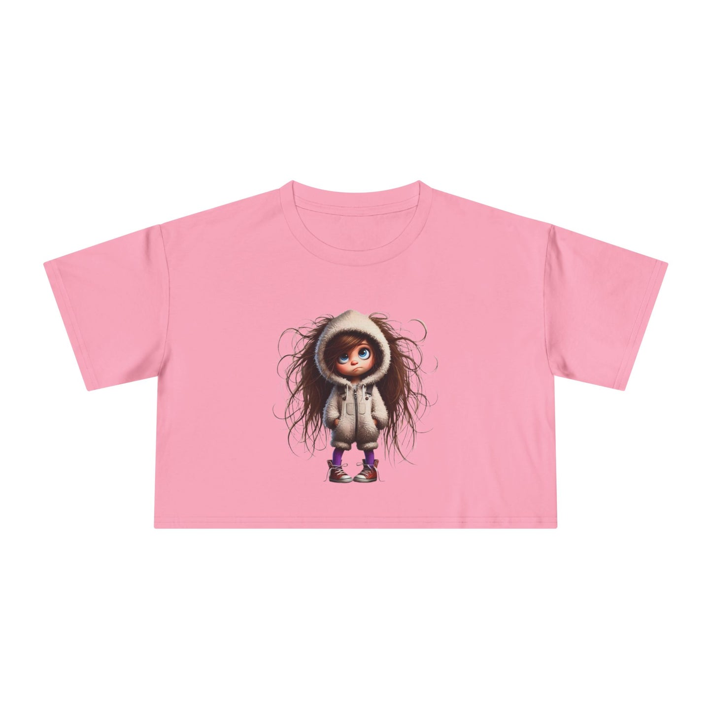 Whimsical Women's Crop Tee with Cute Illustration, Casual T-Shirt, Summer Fashion, Gift for Her, Trendy Crop Top