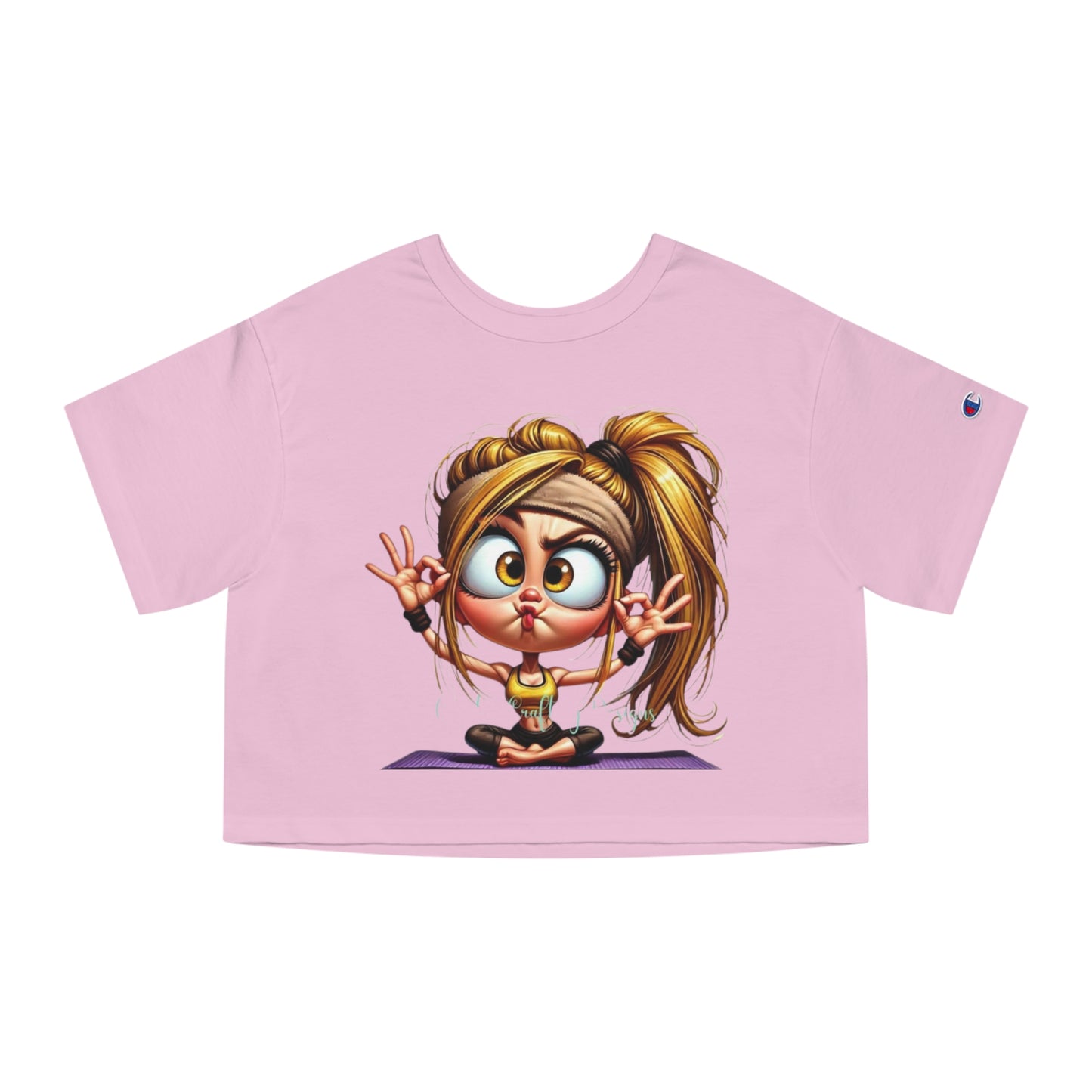 Yoga Enthusiast Cropped Tee - Fun Cartoon Design, Relaxed Fit, Gift for Yogis, Cute Workout Top, Mindfulness Apparel