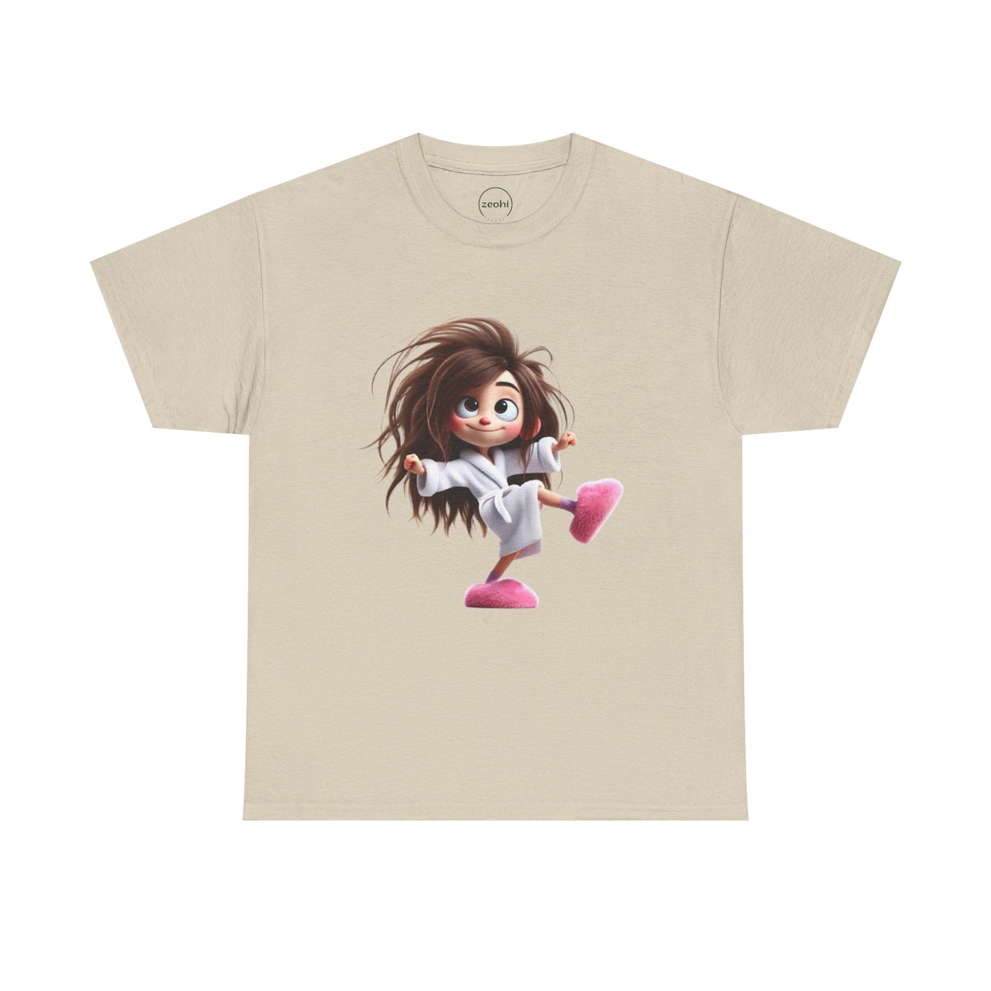Cute Character Unisex Heavy Cotton Tee - Fun Graphic Tee for Parties, Gifts, Casual Wear, Birthdays, Everyday Comfort