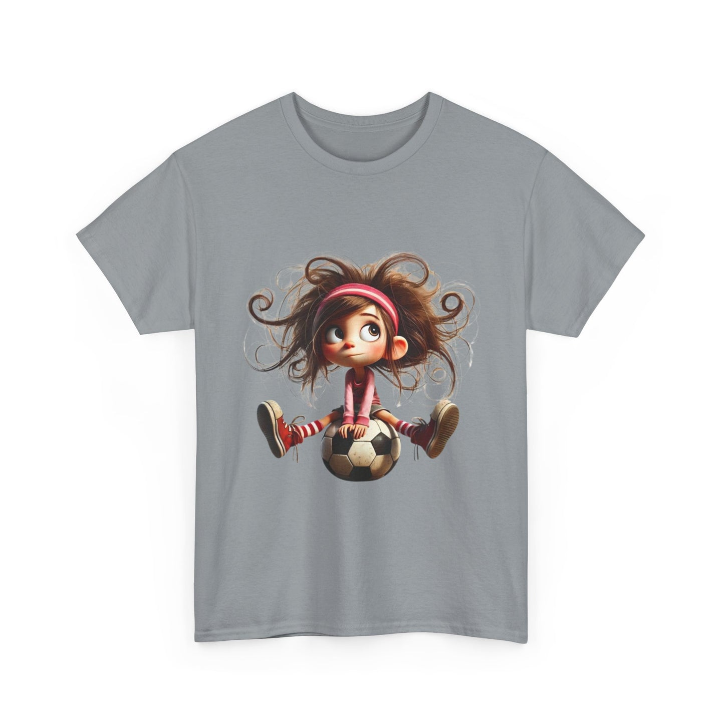 Playful Soccer Girl Tee, Cute Kids' T-Shirt, Fun Apparel for Soccer Lovers, Gift for Birthdays, Casual Outfit, Unisex Cotton Shirt