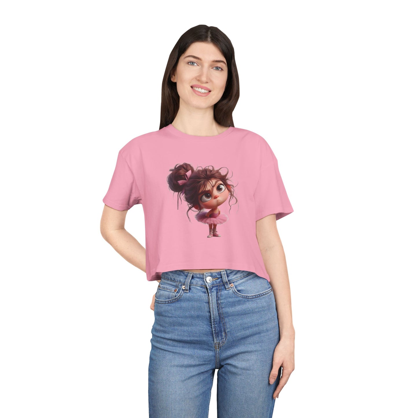 Cute Cartoon Dancer Women's Crop Tee - Perfect for Dance Lovers, Casual Wear, Birthdays, Gifts, and More!