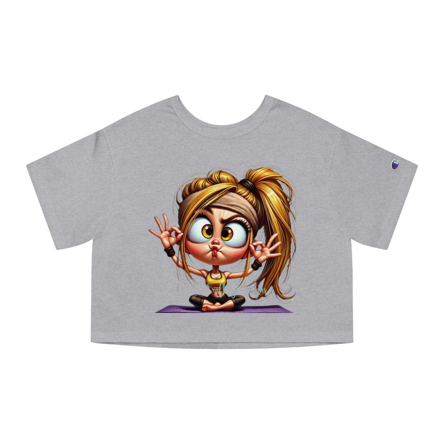 Yoga Enthusiast Cropped Tee - Fun Cartoon Design, Relaxed Fit, Gift for Yogis, Cute Workout Top, Mindfulness Apparel