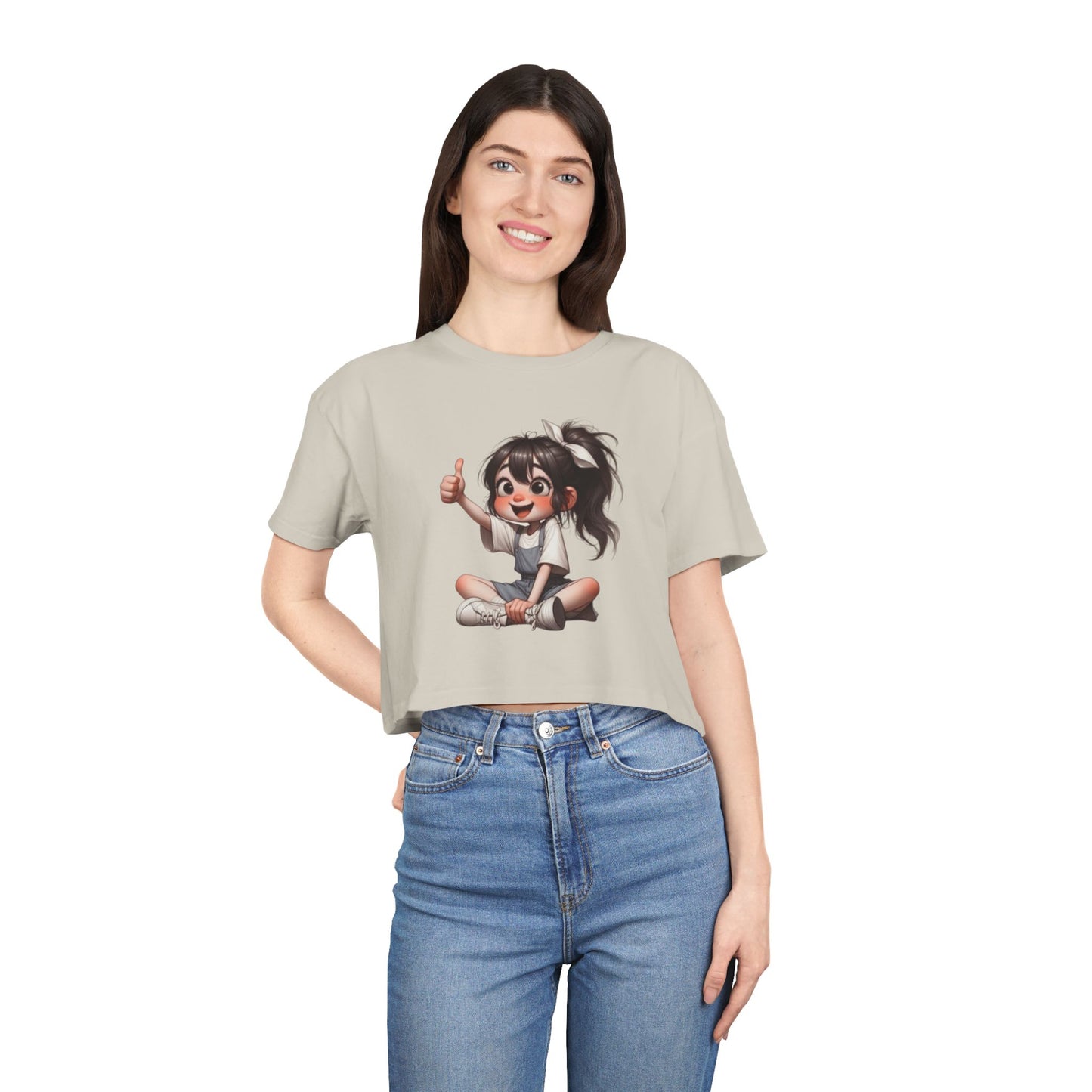 Cute Playful Women's Crop Tee with Cheerful Design, Summer Top, Casual Wear, Gift for Her, Music Festival Outfit, Trendy Graphic Tee