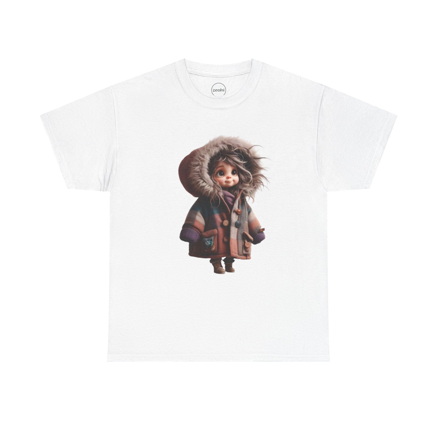 Whimsical Character Cotton Tee, Cozy Graphic Tee, Fun Casual Wear, Gift for Kids, Cartoon Apparel, Playful Outfit