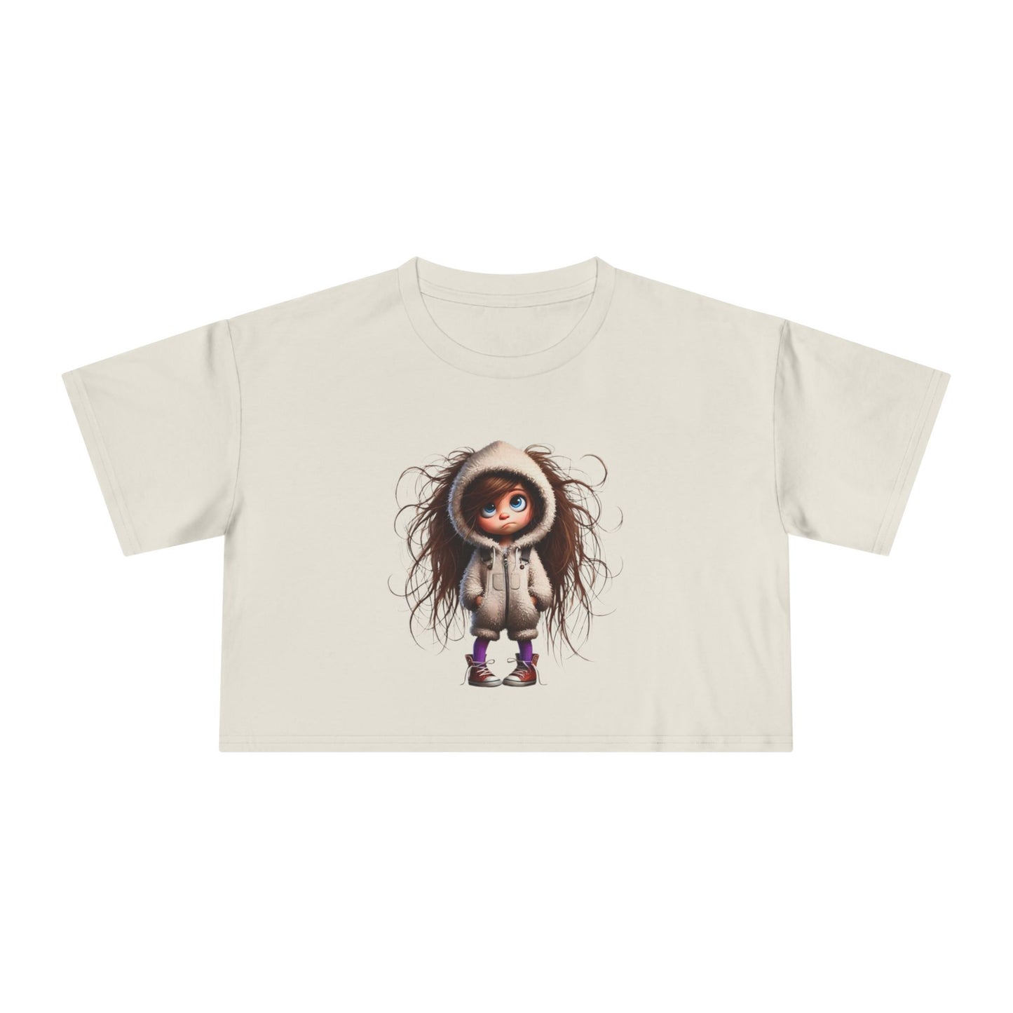 Whimsical Women's Crop Tee with Cute Illustration, Casual T-Shirt, Summer Fashion, Gift for Her, Trendy Crop Top