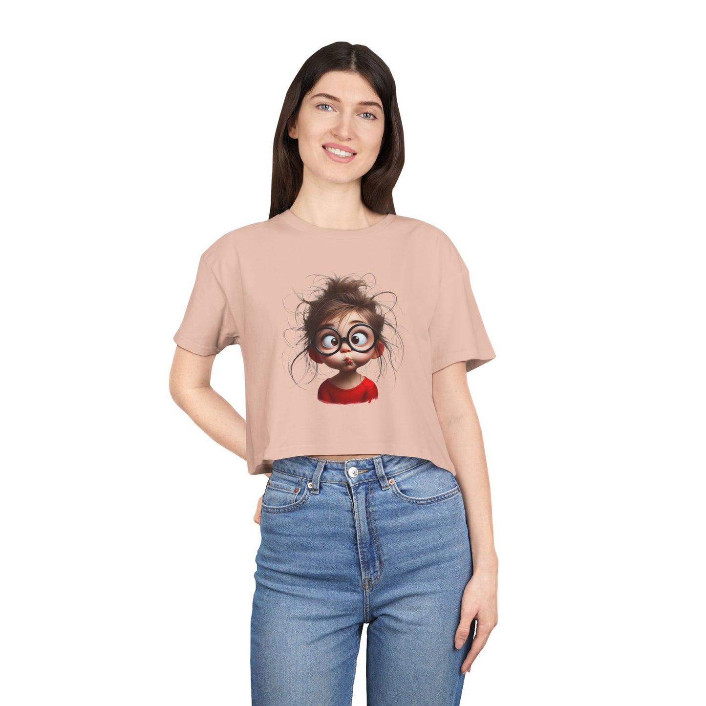 Whimsical Women's Crop Tee with Playful Illustration, Fun Graphic Shirt, Cute Summer Top, Casual Statement Tee, Perfect Gift for Friends