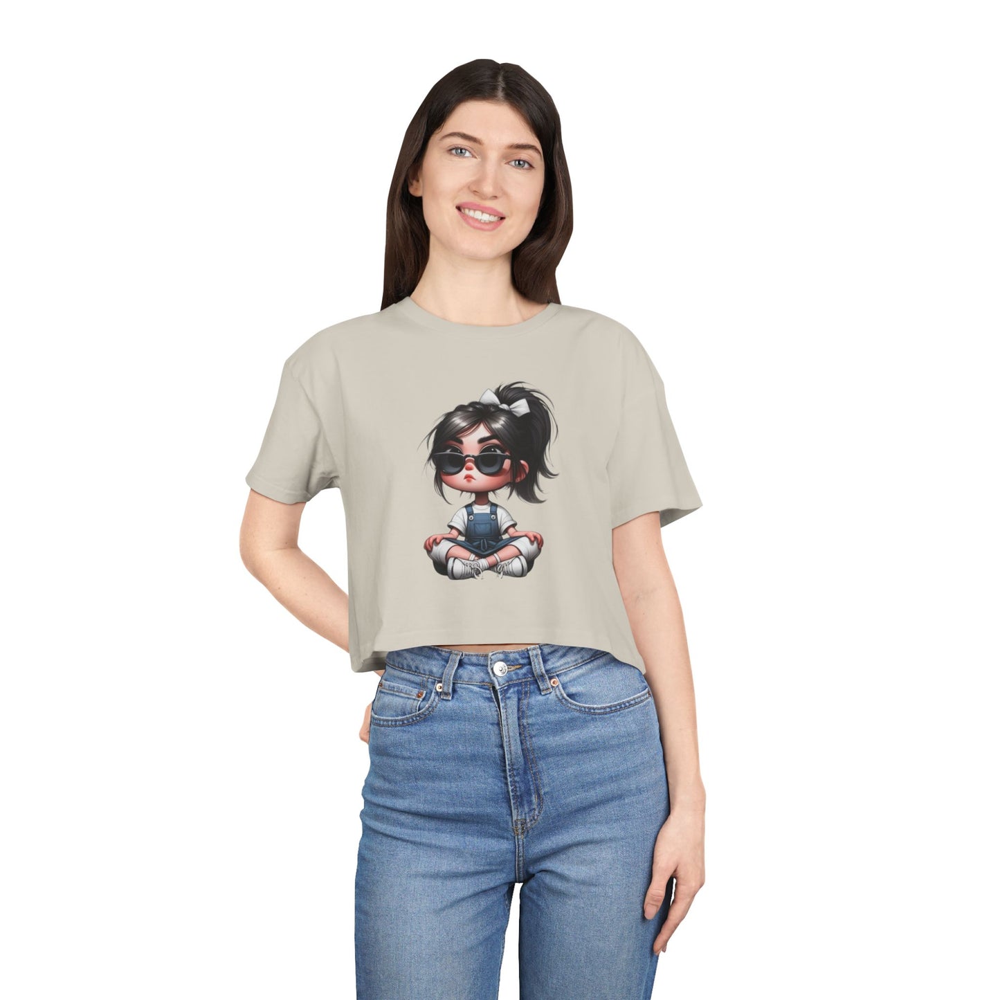 Cute Cartoon Crop Tee for Women, Summer Fashion Top, Kawaii Graphic Tee, Casual Streetwear, Gift for Her