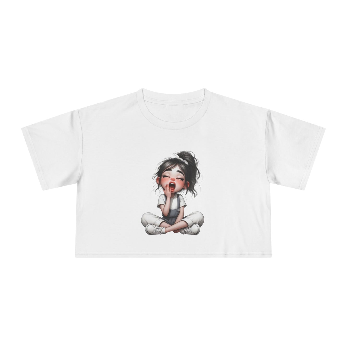 Cute Character Women's Crop Tee, Fun Graphic Top, Casual Tee, Gift for Moms, Perfect for Everyday Wear