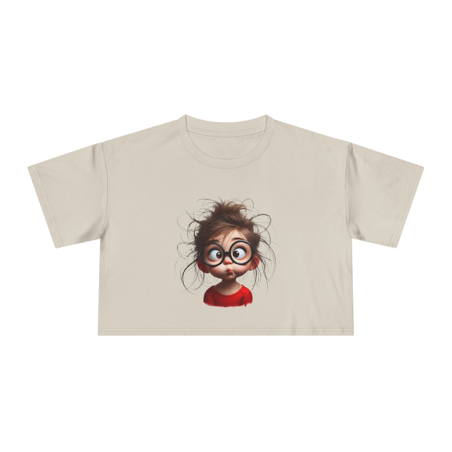 Whimsical Women's Crop Tee with Playful Illustration, Fun Graphic Shirt, Cute Summer Top, Casual Statement Tee, Perfect Gift for Friends