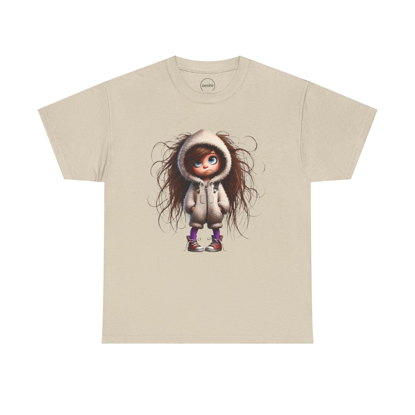 Whimsical Character Unisex Heavy Cotton Tee, Cute Graphic Shirt, Casual Tee for Kids and Adults, Perfect Gift for Birthdays or Holidays
