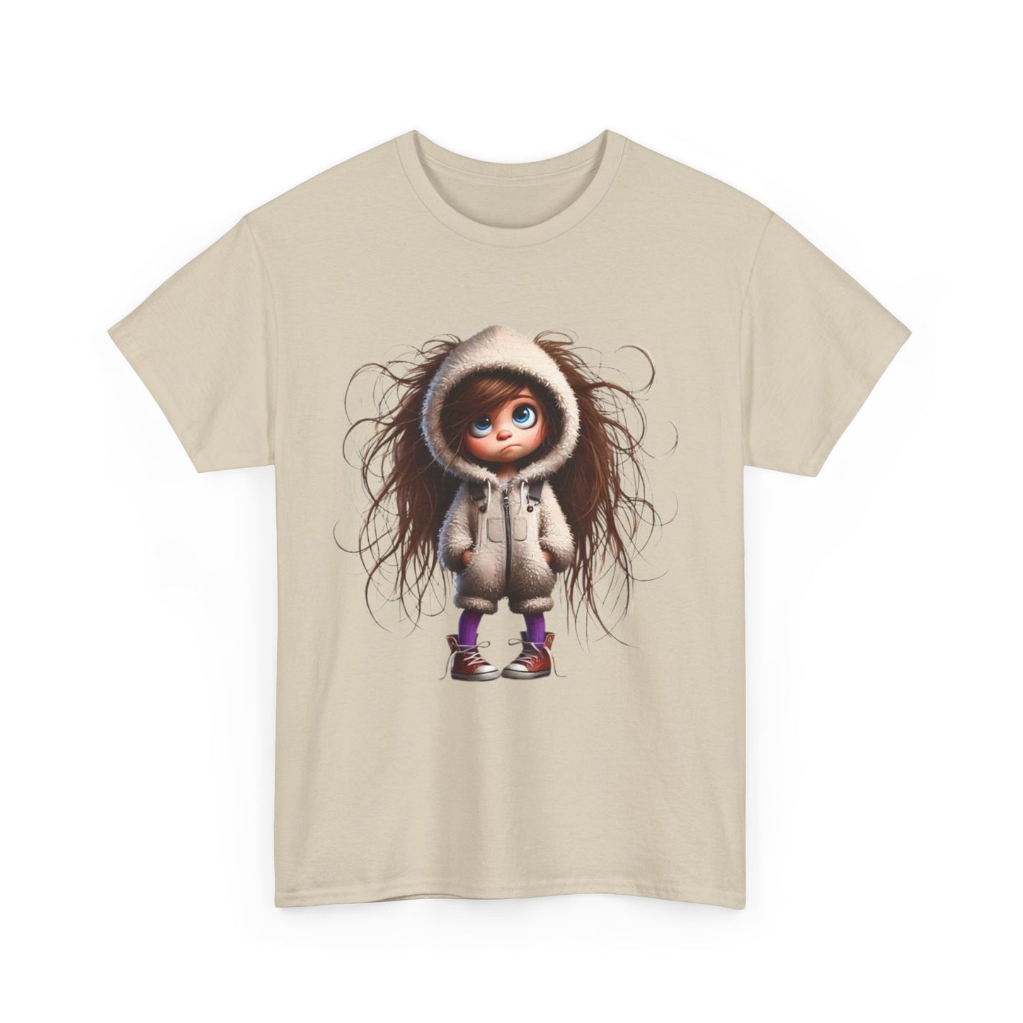Whimsical Character Unisex Heavy Cotton Tee, Cute Graphic Shirt, Casual Tee for Kids and Adults, Perfect Gift for Birthdays or Holidays
