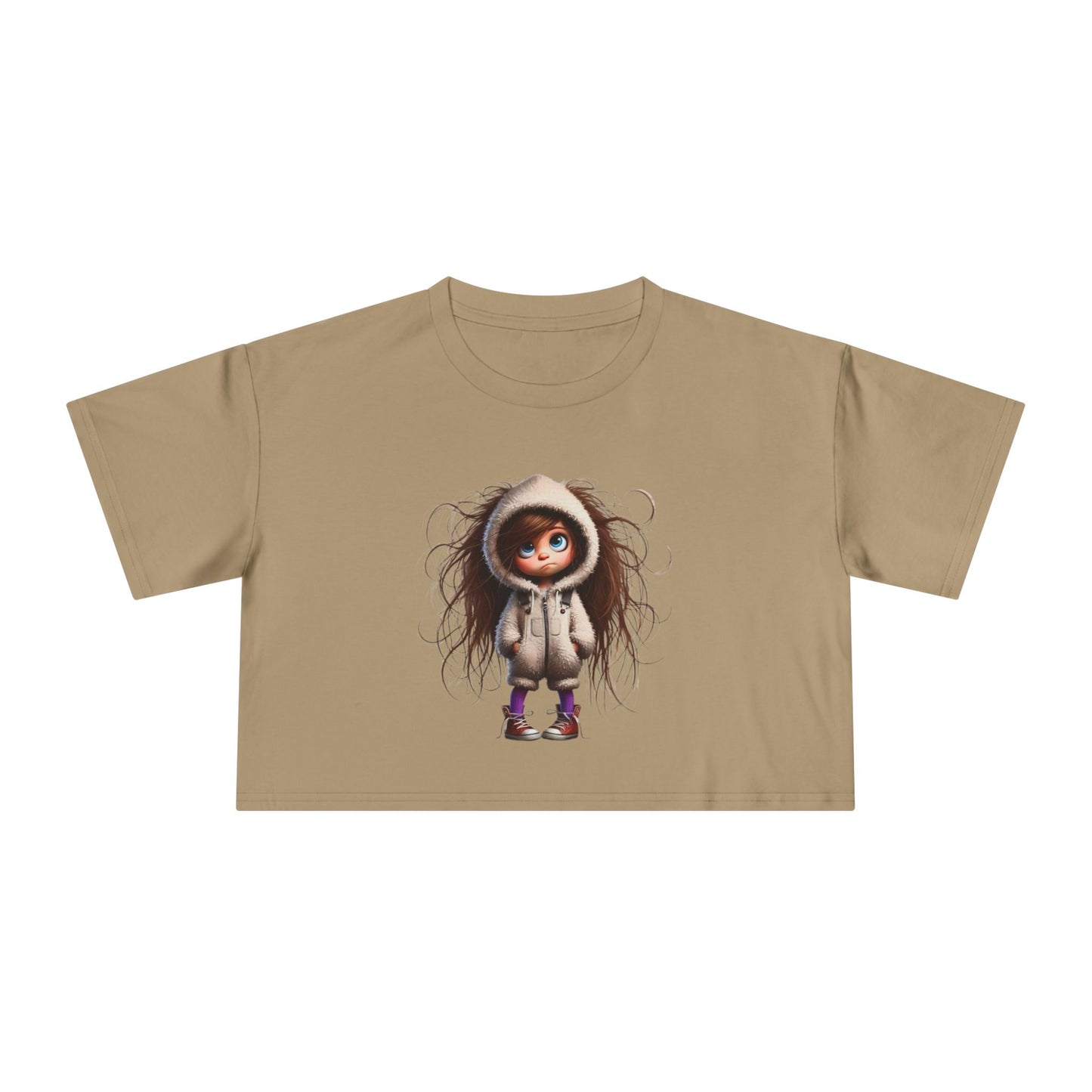 Whimsical Women's Crop Tee with Cute Illustration, Casual T-Shirt, Summer Fashion, Gift for Her, Trendy Crop Top