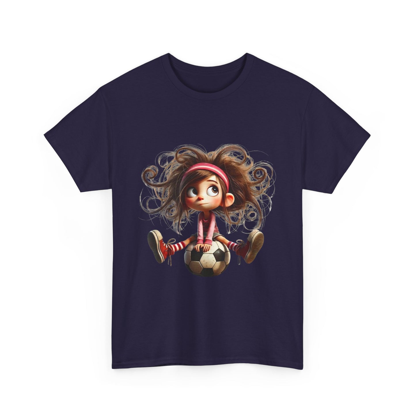 Playful Soccer Girl Tee, Cute Kids' T-Shirt, Fun Apparel for Soccer Lovers, Gift for Birthdays, Casual Outfit, Unisex Cotton Shirt
