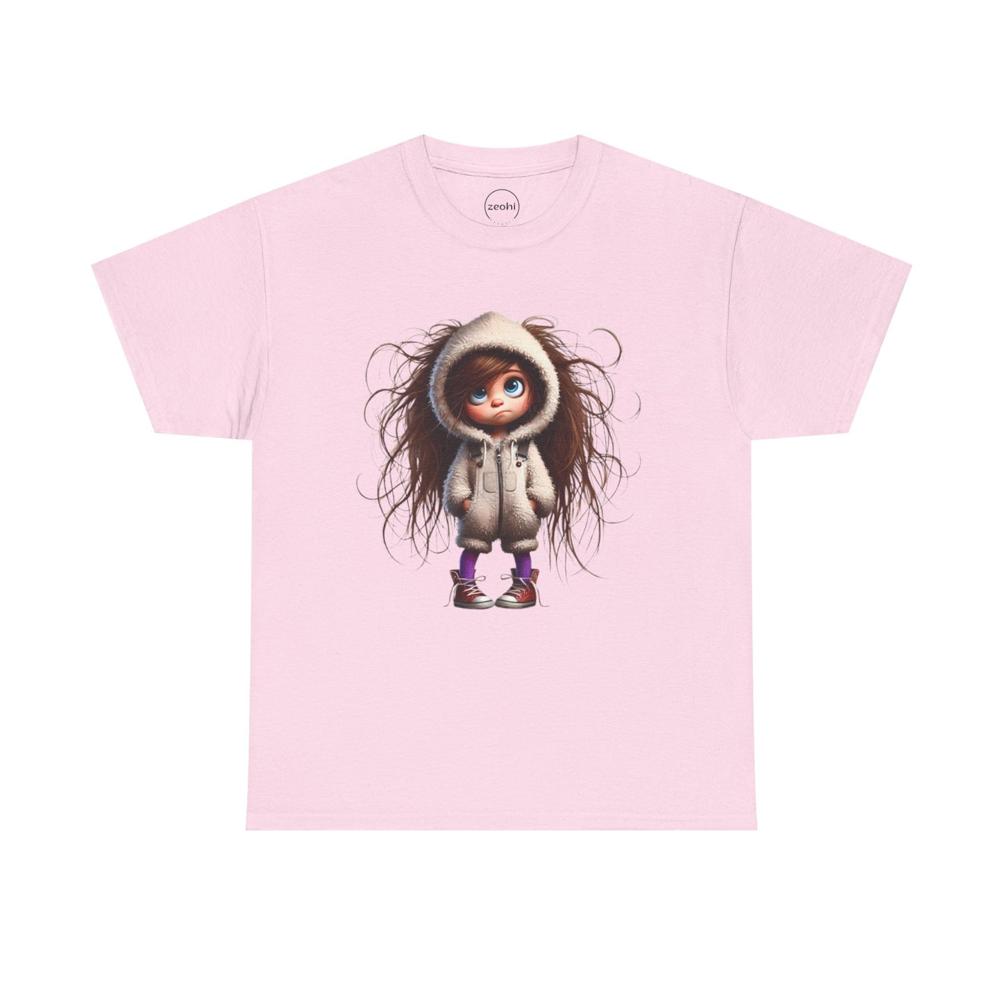 Whimsical Character Unisex Heavy Cotton Tee, Cute Graphic Shirt, Casual Tee for Kids and Adults, Perfect Gift for Birthdays or Holidays
