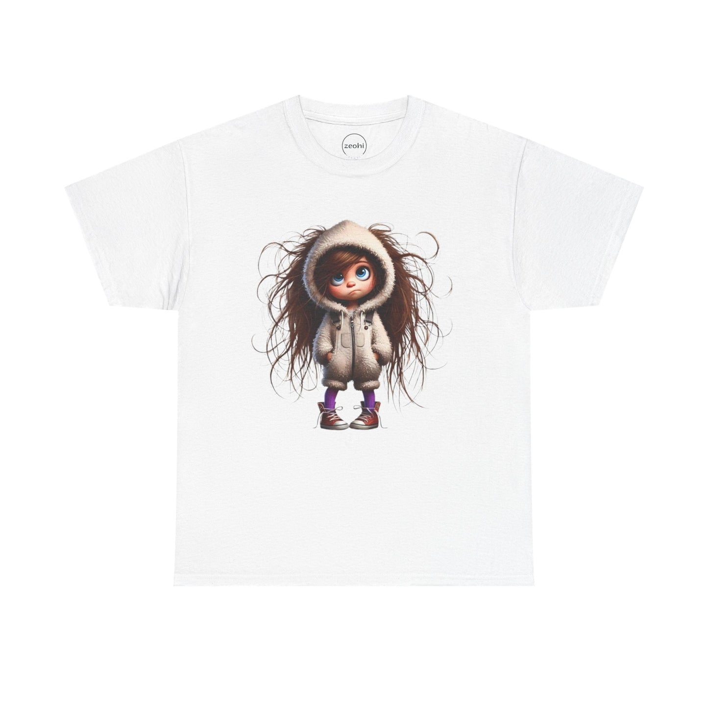 Whimsical Character Unisex Heavy Cotton Tee, Cute Graphic Shirt, Casual Tee for Kids and Adults, Perfect Gift for Birthdays or Holidays