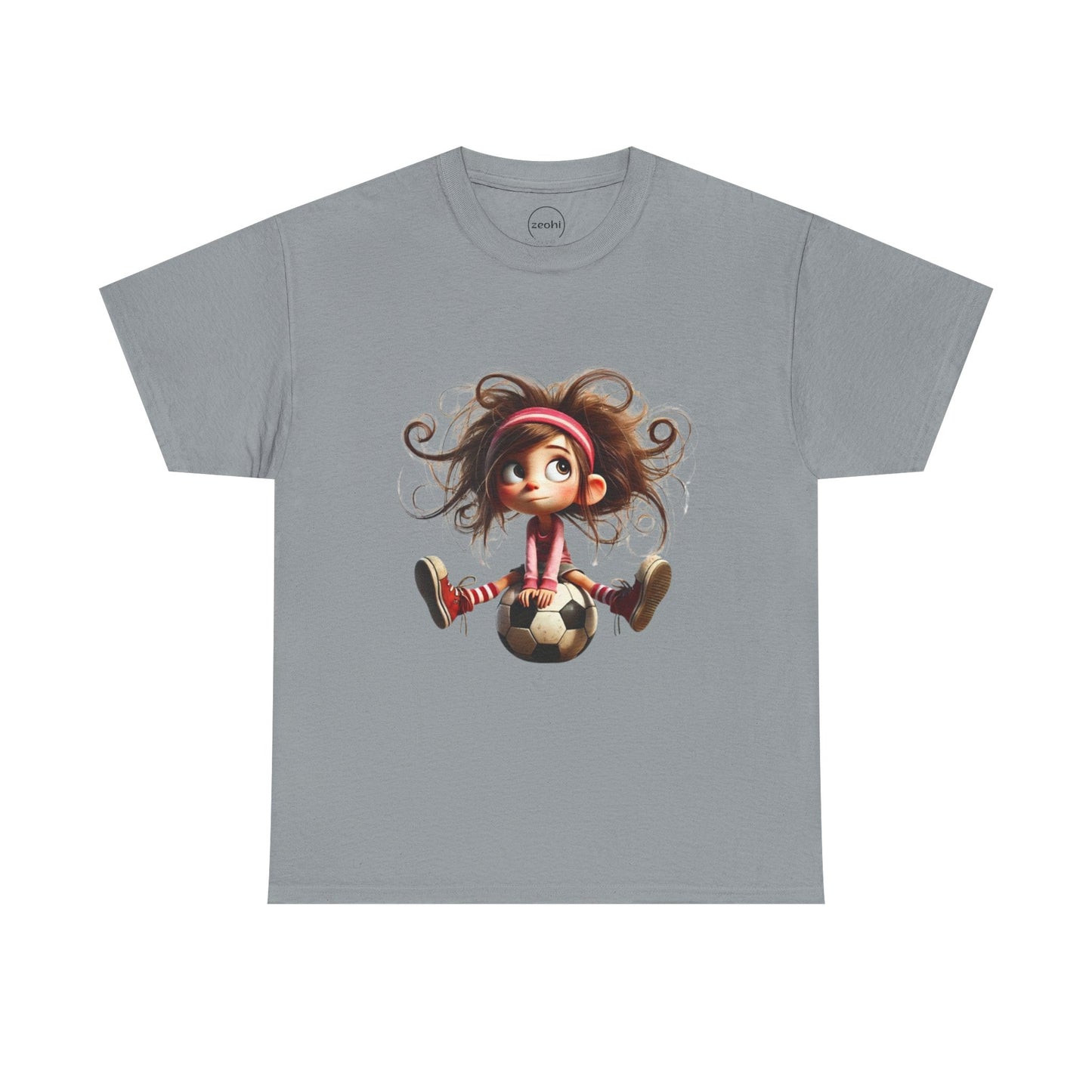 Playful Soccer Girl Tee, Cute Kids' T-Shirt, Fun Apparel for Soccer Lovers, Gift for Birthdays, Casual Outfit, Unisex Cotton Shirt