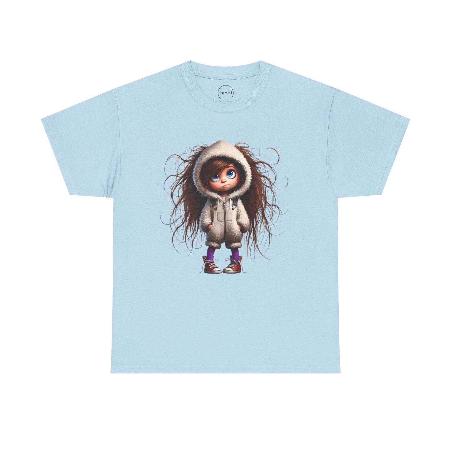 Whimsical Character Unisex Heavy Cotton Tee, Cute Graphic Shirt, Casual Tee for Kids and Adults, Perfect Gift for Birthdays or Holidays