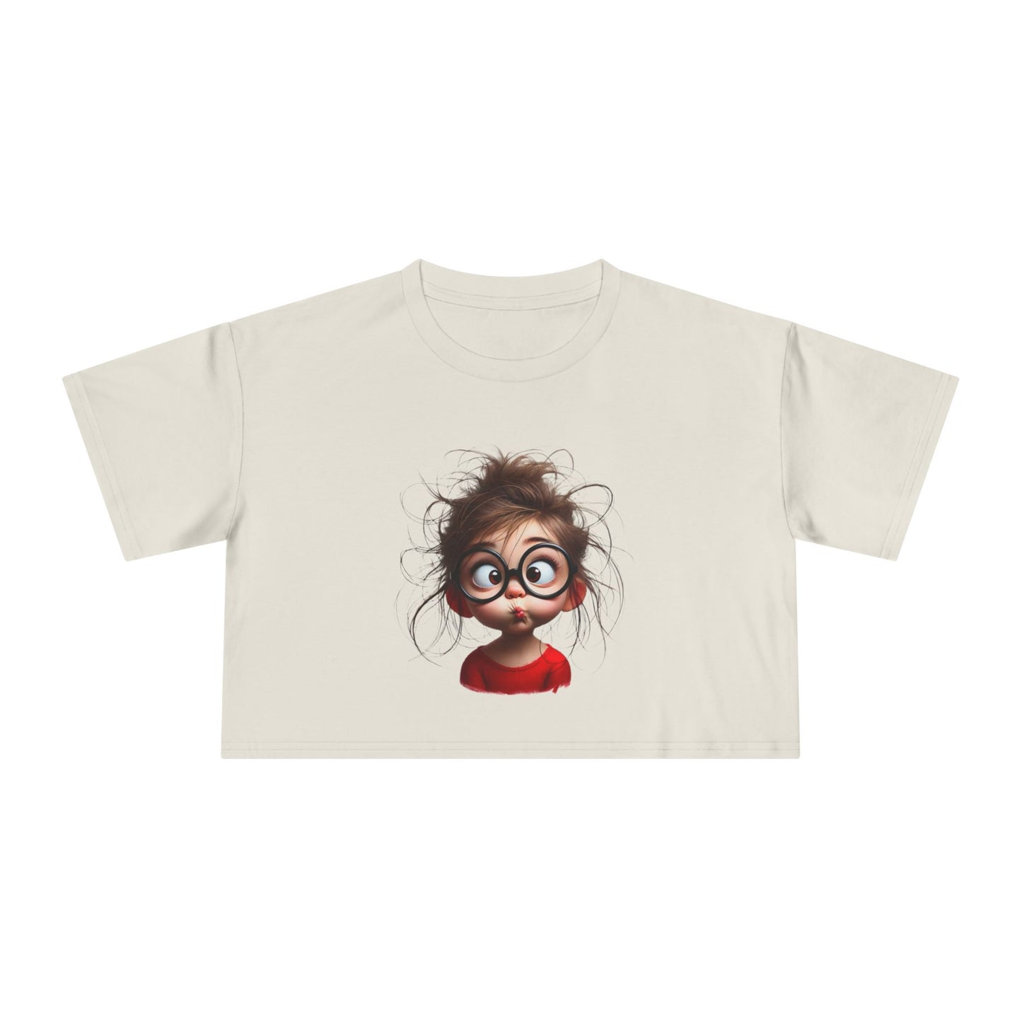 Whimsical Women's Crop Tee with Playful Illustration, Fun Graphic Shirt, Cute Summer Top, Casual Statement Tee, Perfect Gift for Friends