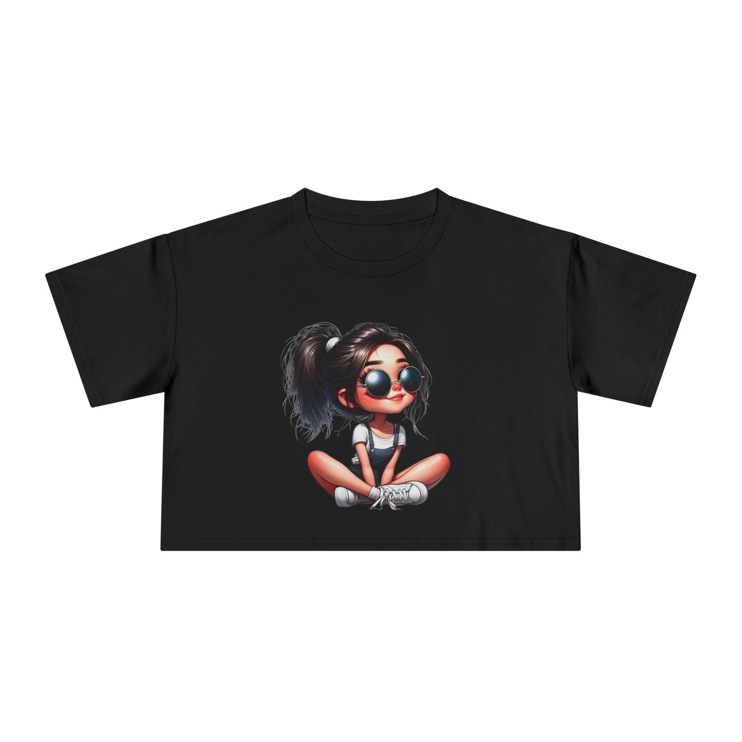 Trendy Women's Crop Tee with Playful Cartoon Design, Summer Fashion Top, Gift for Her, Casual Outing Wear, Birthday Gift